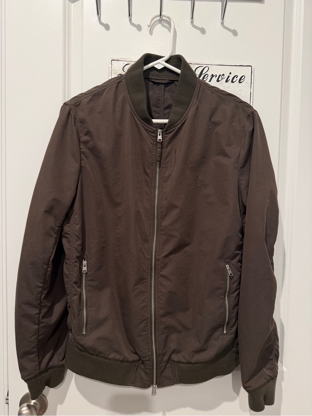 AllSaints Bassett Bomber Jacket with Ribbed Trim, XS